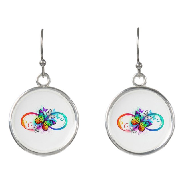 Bright infinity with rainbow butterfly earrings (Front)