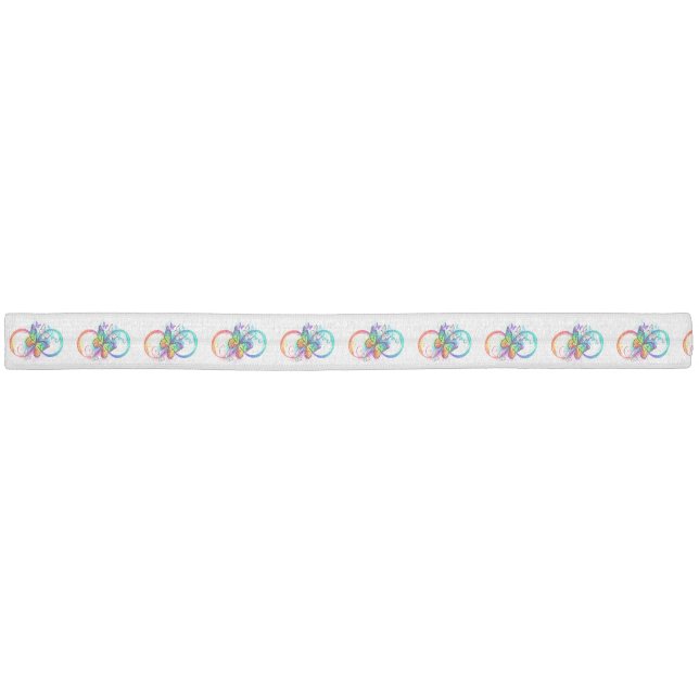 Bright infinity with rainbow butterfly elastic hair tie (Unwrapped)