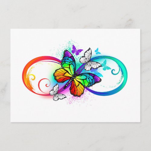 Bright infinity with rainbow butterfly enclosure card