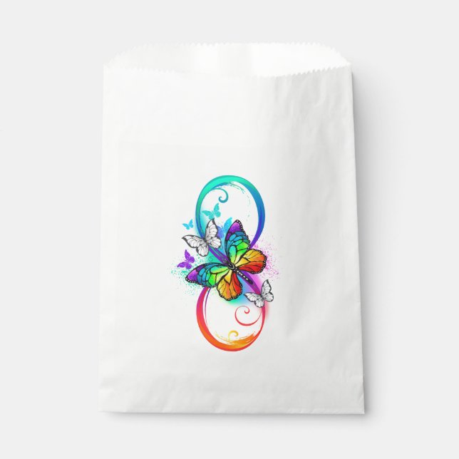 Bright infinity with rainbow butterfly favor bag (Front)