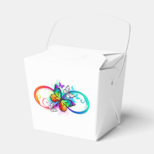 Bright infinity with rainbow butterfly favor boxes