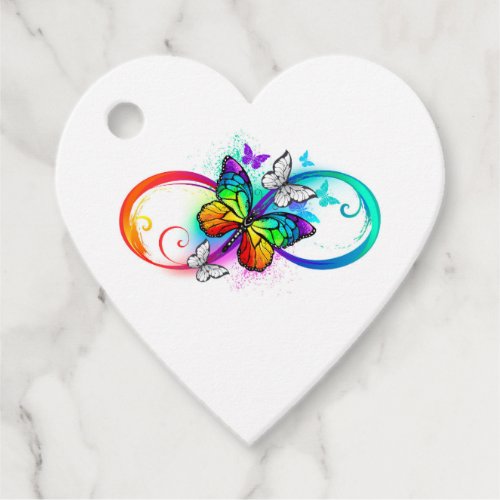 Bright infinity with rainbow butterfly favor tags