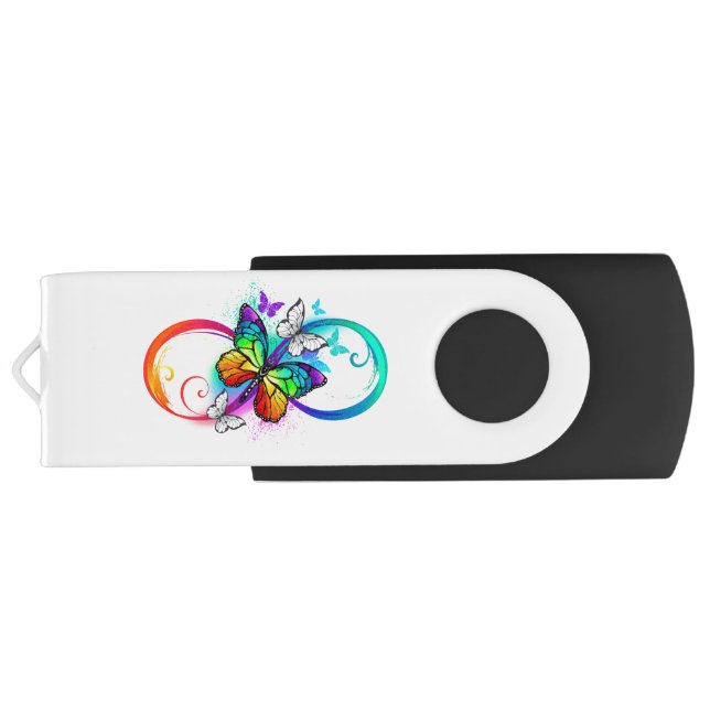 Bright infinity with rainbow butterfly flash drive (Back)