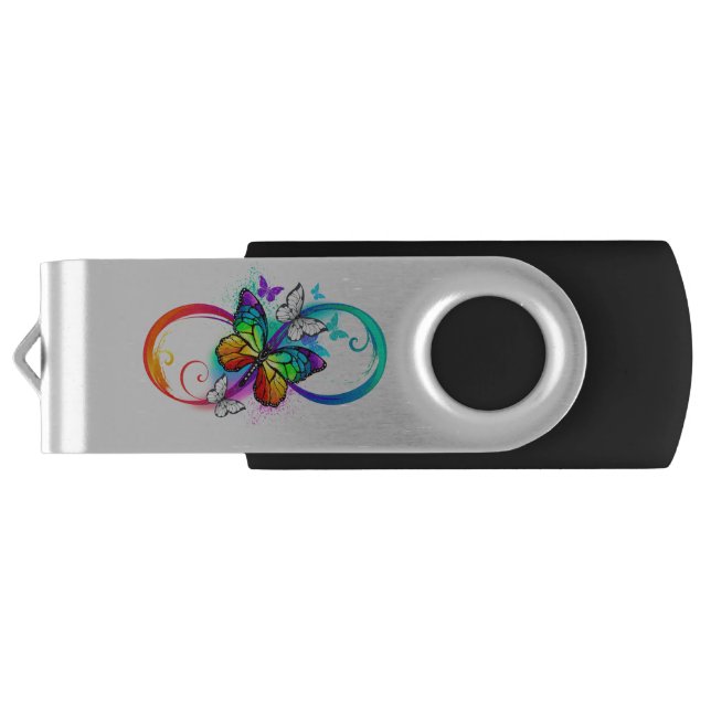 Bright infinity with rainbow butterfly flash drive (Back)