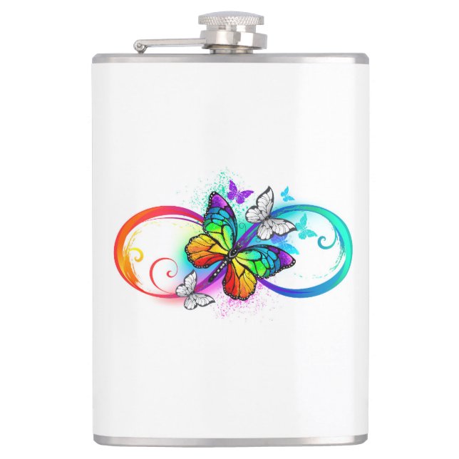 Bright infinity with rainbow butterfly flask (Front)