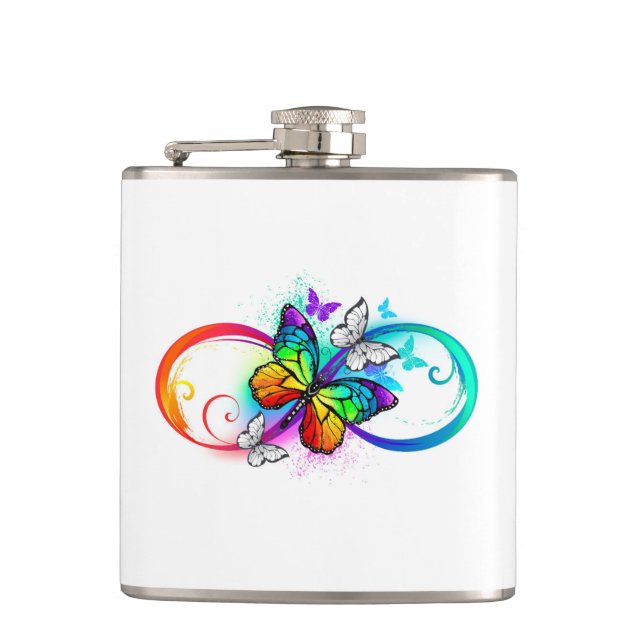 Bright infinity with rainbow butterfly flask (Front)