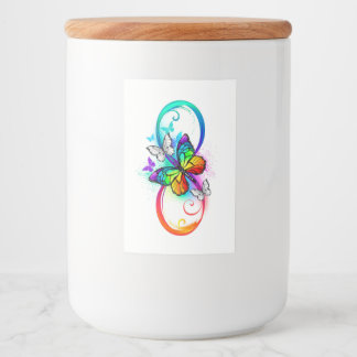 Bright infinity with rainbow butterfly food label