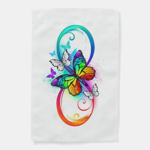 Bright infinity with rainbow butterfly garden flag