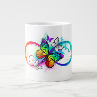 Bright infinity with rainbow butterfly giant coffee mug