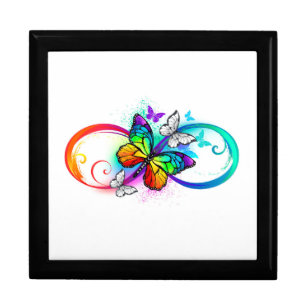 Bright infinity with rainbow butterfly gift box