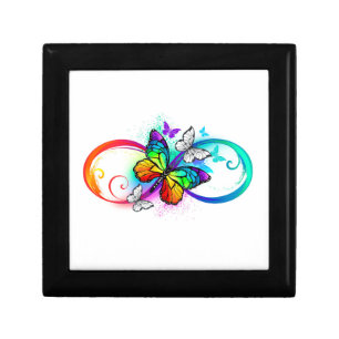 Bright infinity with rainbow butterfly gift box