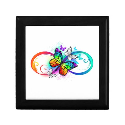 Bright infinity with rainbow butterfly gift box
