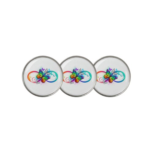 Bright infinity with rainbow butterfly golf ball marker