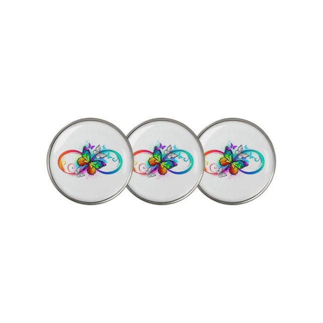 Bright infinity with rainbow butterfly golf ball marker (3 Up)