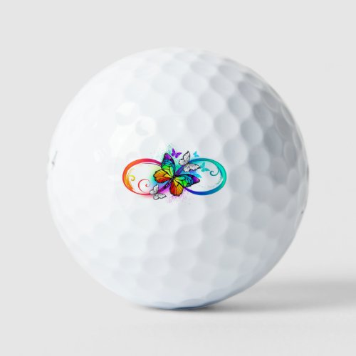 Bright infinity with rainbow butterfly golf balls