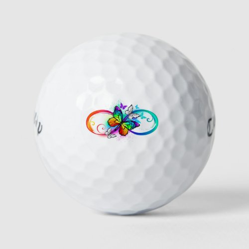 Bright infinity with rainbow butterfly golf balls