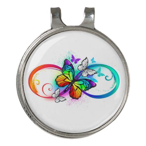 Bright infinity with rainbow butterfly golf hat clip