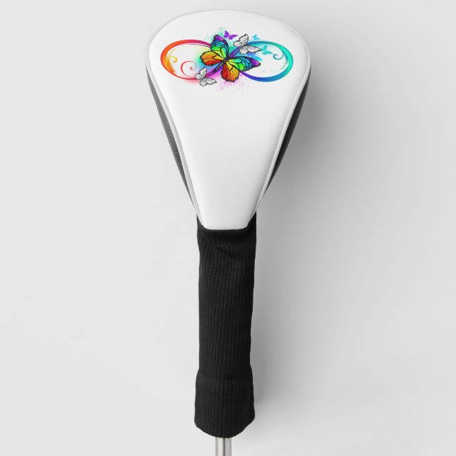 Bright infinity with rainbow butterfly golf head cover (Front)