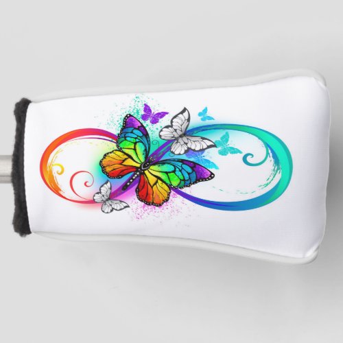 Bright infinity with rainbow butterfly golf head cover