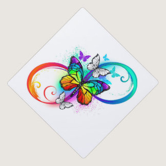Bright infinity with rainbow butterfly graduation cap topper