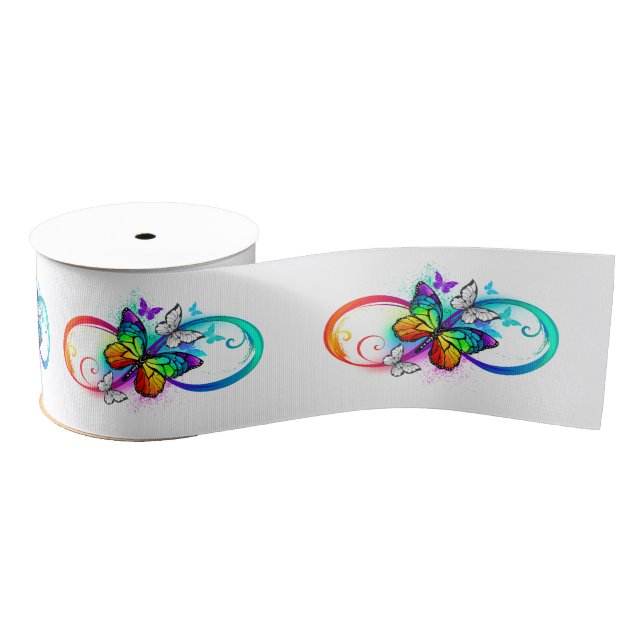 Bright infinity with rainbow butterfly grosgrain ribbon (Spool)