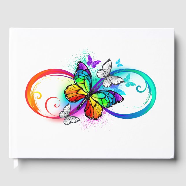 Bright infinity with rainbow butterfly guest book (Front)