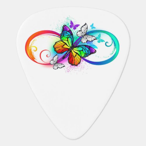 Bright infinity with rainbow butterfly guitar pick