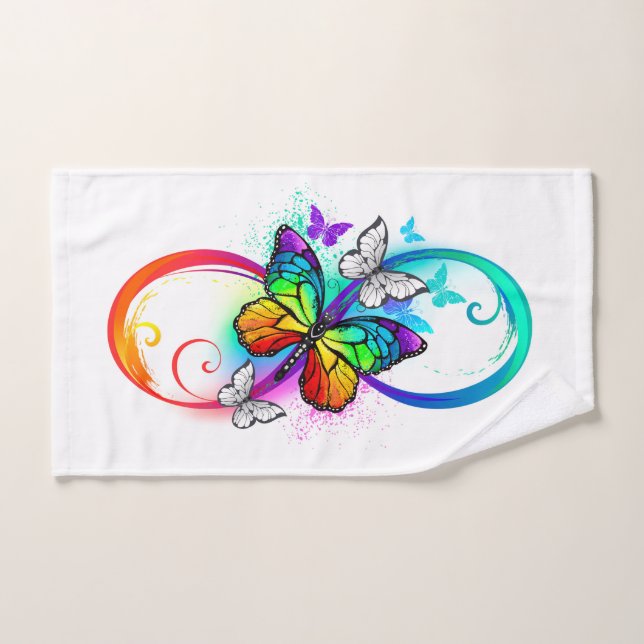 Bright infinity with rainbow butterfly hand towel  (Hand Towel)