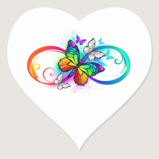 Bright infinity with rainbow butterfly heart sticker
