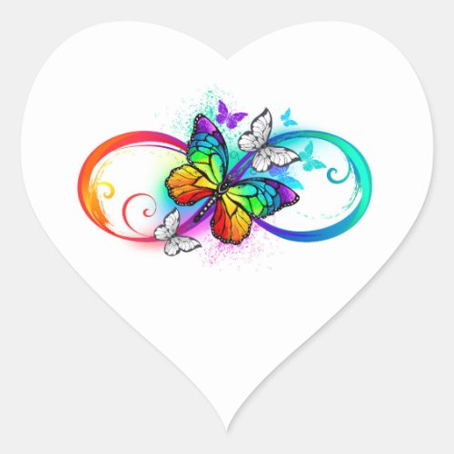 Bright infinity with rainbow butterfly heart sticker