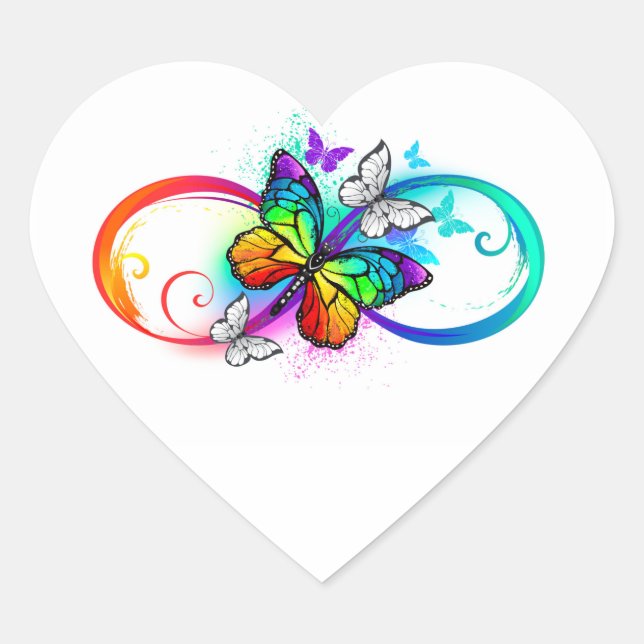 Bright infinity with rainbow butterfly heart sticker (Front)