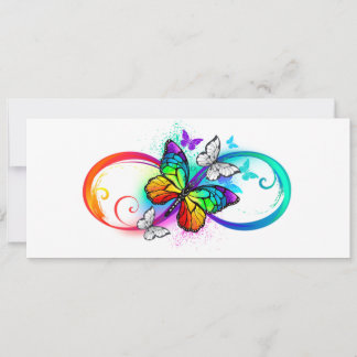 Bright infinity with rainbow butterfly holiday card