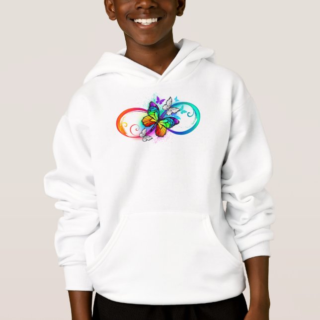 Bright infinity with rainbow butterfly hoodie (Front)