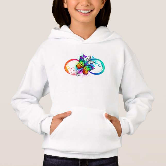 Bright infinity with rainbow butterfly hoodie (Front)