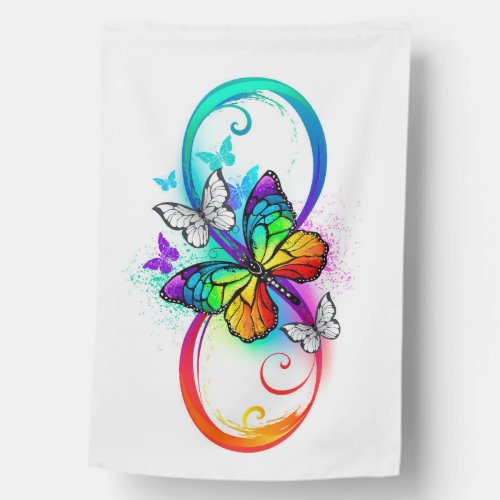 Bright infinity with rainbow butterfly house flag