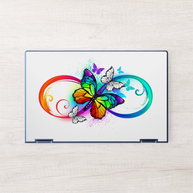 Bright infinity with rainbow butterfly HP laptop skin (Front)