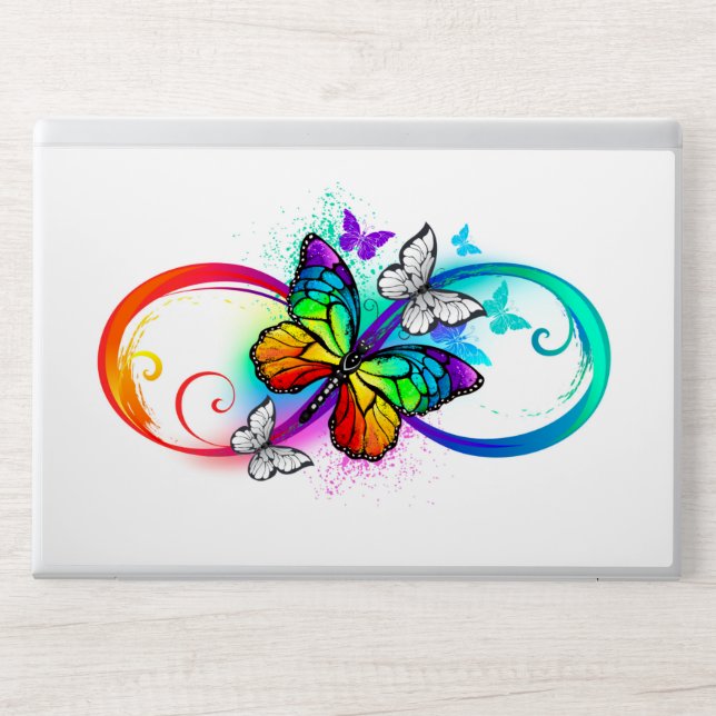 Bright infinity with rainbow butterfly  HP laptop skin (Front)