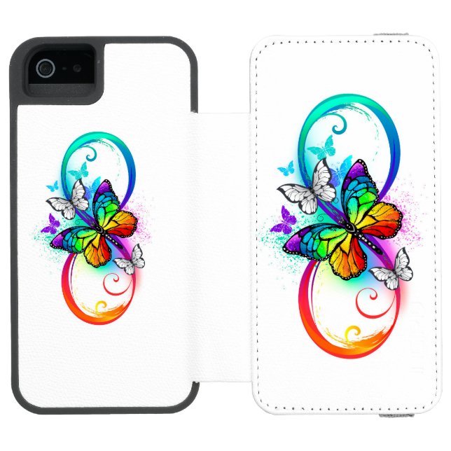 Bright infinity with rainbow butterfly  incipio iPhone wallet case (Folio Open)