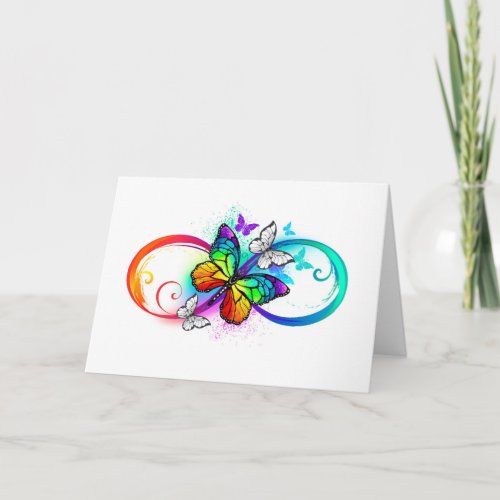 Bright infinity with rainbow butterfly invitation