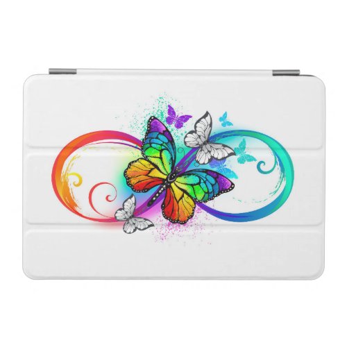 Bright infinity with rainbow butterfly iPad mini cover