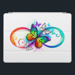 Bright infinity with rainbow butterfly iPad pro cover<br><div class="desc">Multicolor,  bright,  symbol of infinity with rainbow,  detailed butterfly monarch. Rainbow butterfly. Rainbow infinity.</div>