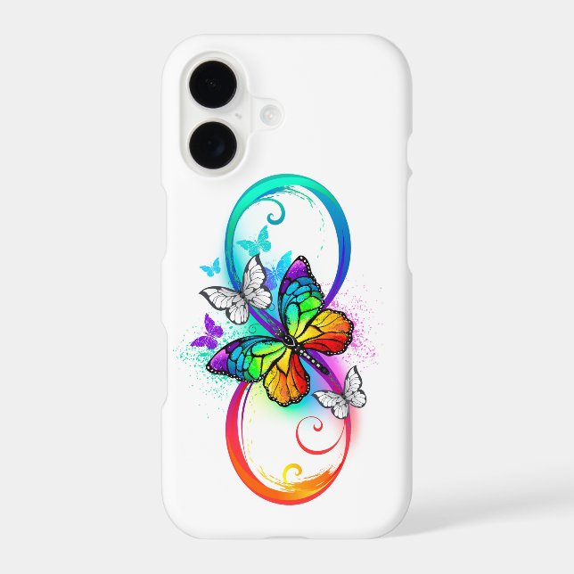 Bright infinity with rainbow butterfly iPhone case (Back)