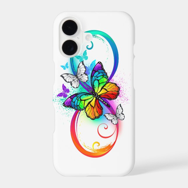 Bright infinity with rainbow butterfly iPhone case (Back)