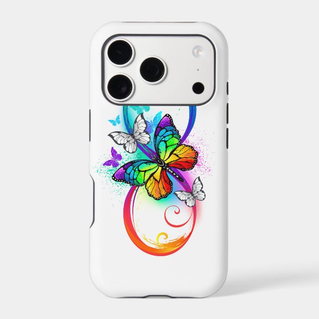 Bright infinity with rainbow butterfly  iphone case (Back)