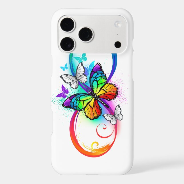Bright infinity with rainbow butterfly iphone case (Back)