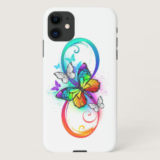 Bright infinity with rainbow butterfly iPhone 11 case