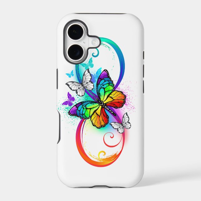 Bright infinity with rainbow butterfly iphone case (Back)