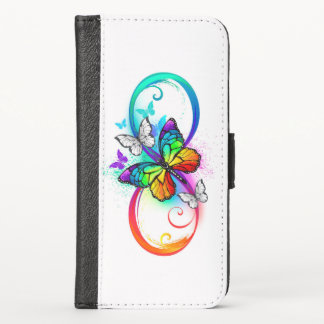 Bright infinity with rainbow butterfly iPhone XS wallet case