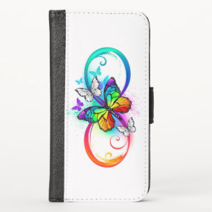 Bright infinity with rainbow butterfly  iPhone x wallet case