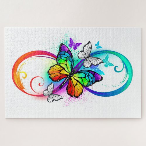 Bright infinity with rainbow butterfly jigsaw puzzle